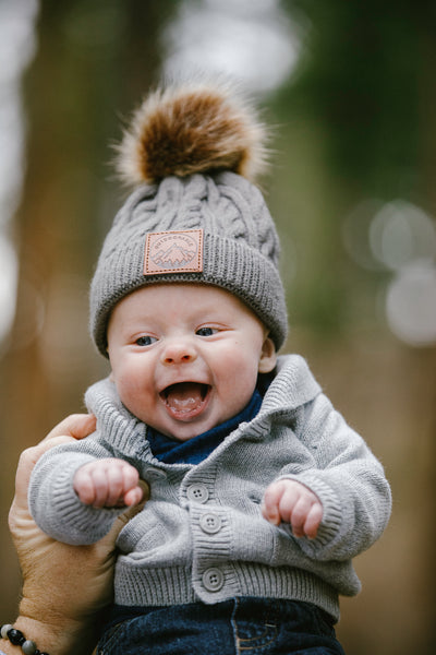Infant Grey Pom Pom Beanie