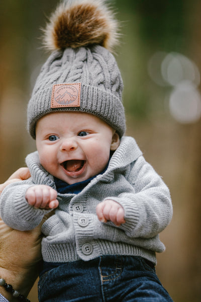 Infant Grey Pom Pom Beanie