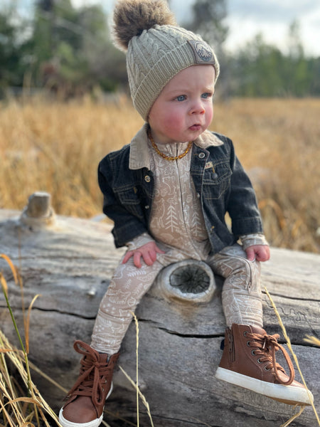 Infant Tan Pom Pom Beanie