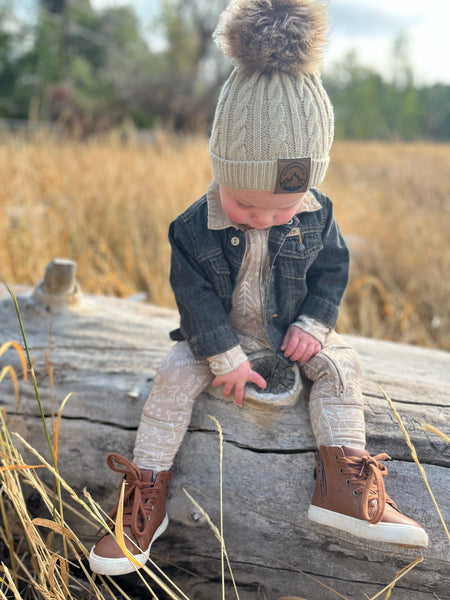 Infant Tan Pom Pom Beanie