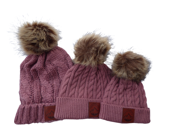 Toddler Mauve Pom Pom Beanie