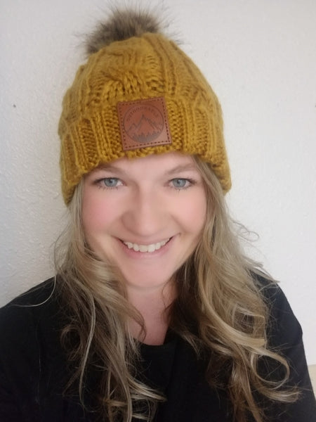 Adult Mustard Pom Pom Beanie