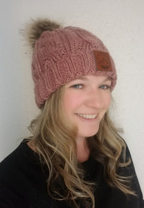 Adult Mauve Pom Pom Beanie