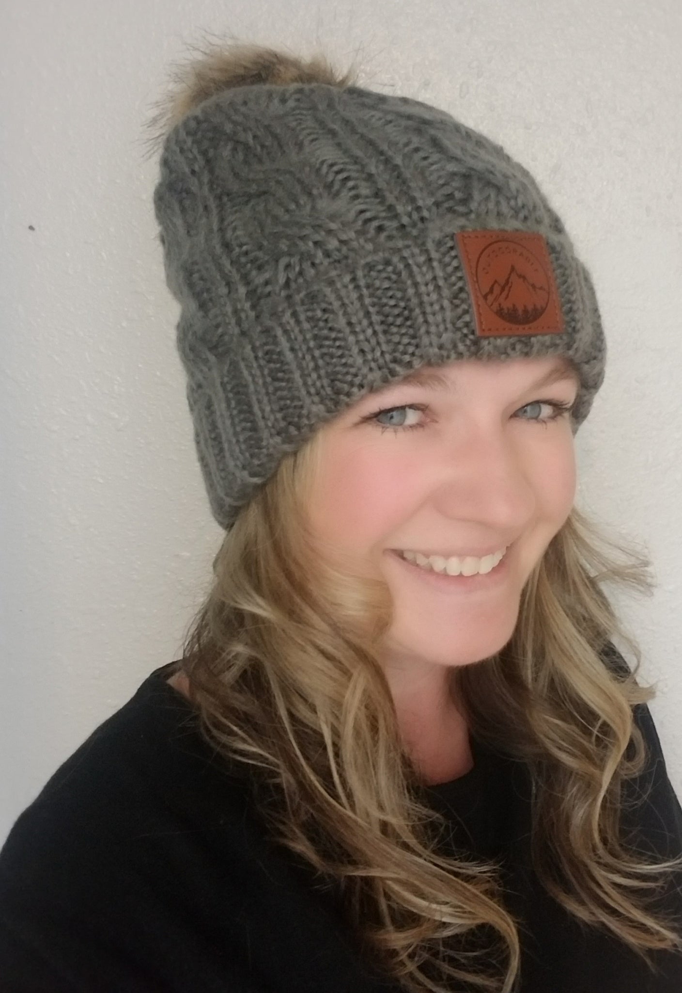 Adult Grey Pom Pom Beanie