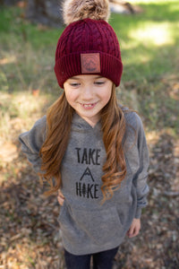 Child Maroon Pom Pom Beanie