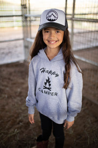 Heavy Weight Happy Camper Grey Hoodie