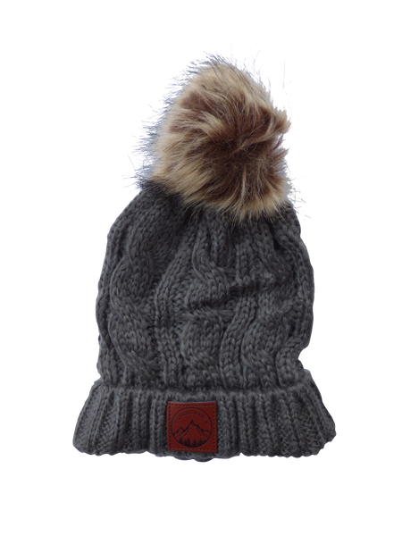 Adult Grey Pom Pom Beanie