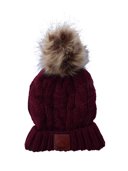 Adult Maroon Pom Pom Beanie