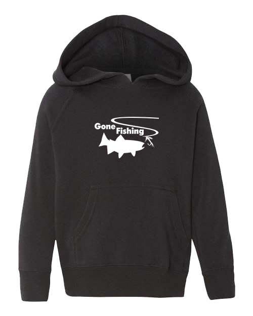 Gone Fishing Black with White Hoodie