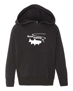 Gone Fishing Black with White Hoodie