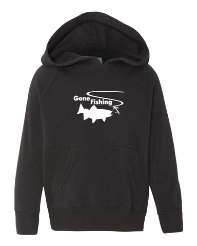 Gone Fishing Black with White Hoodie
