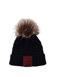 Infant Black Pom Pom Beanie