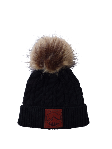 Infant Black Pom Pom Beanie