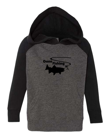 Gone Fishing Charcoal and Black Sleeve with Black Hoodie