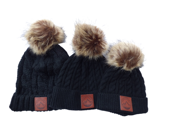 Toddler Black Pom Pom Beanie