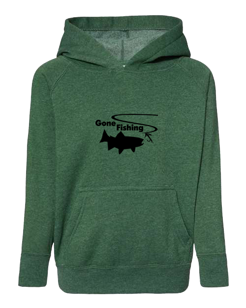 Gone Fishing Moss Green with Black Hoodie
