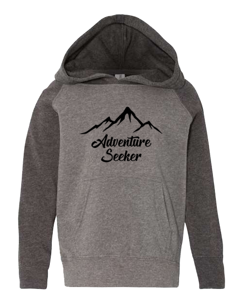 Adventure Seeker Grey and Charcoal Sleeve with Black Hoodie