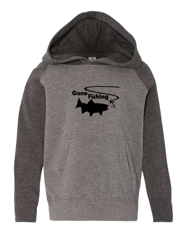 Gone Fishing Charcoal Sleeve with Black Hoodie