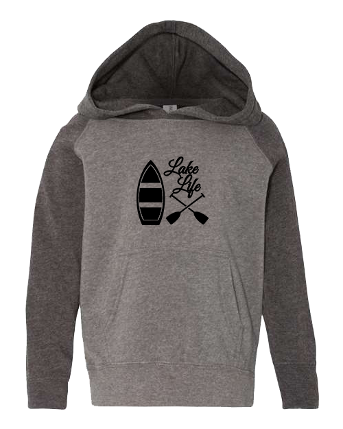 Lake Life and Charcoal Sleeve with Black Hoodie