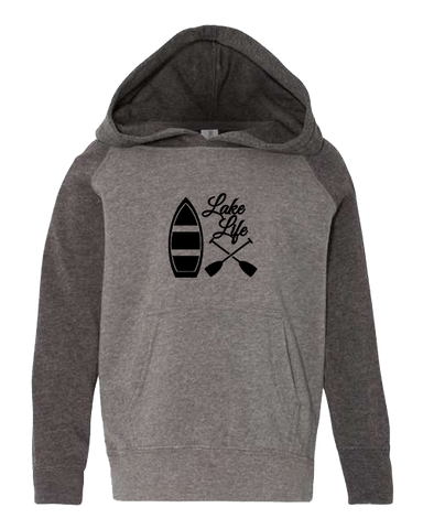 Lake Life and Charcoal Sleeve with Black Hoodie