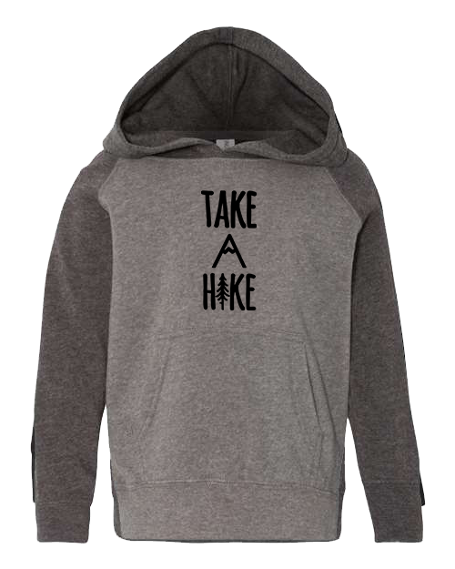 Take A Hike Grey and Charcoal Sleeve with Black Hoodie