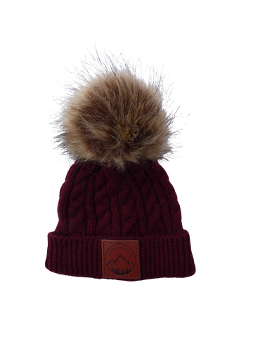 Toddler Maroon Pom Pom Beanie